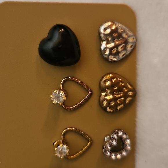 Vintage Three Pair and Six Single Heart Shapes Post Earrings - Picture 4 of 4
